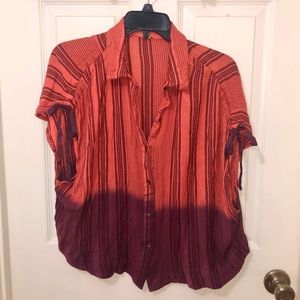 FREE PEOPLE Unique Orange/Purple Sunset Shirt